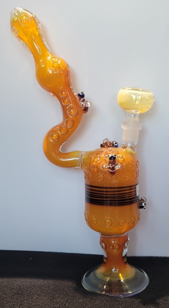 Orange Bee Glass Water Bong