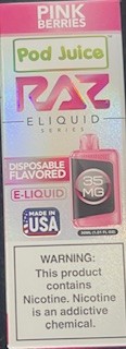 Pod Juice Raz Strawberry Lolly 35mg